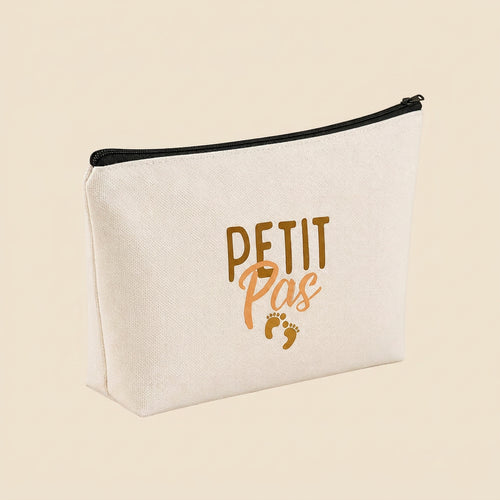 Trousse PETIT PAS en toile de coton naturel avec logo doré